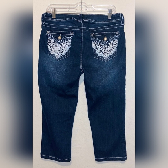 Suko Jeans Denim - Suko Jeans Womens Capris Lace Pockets